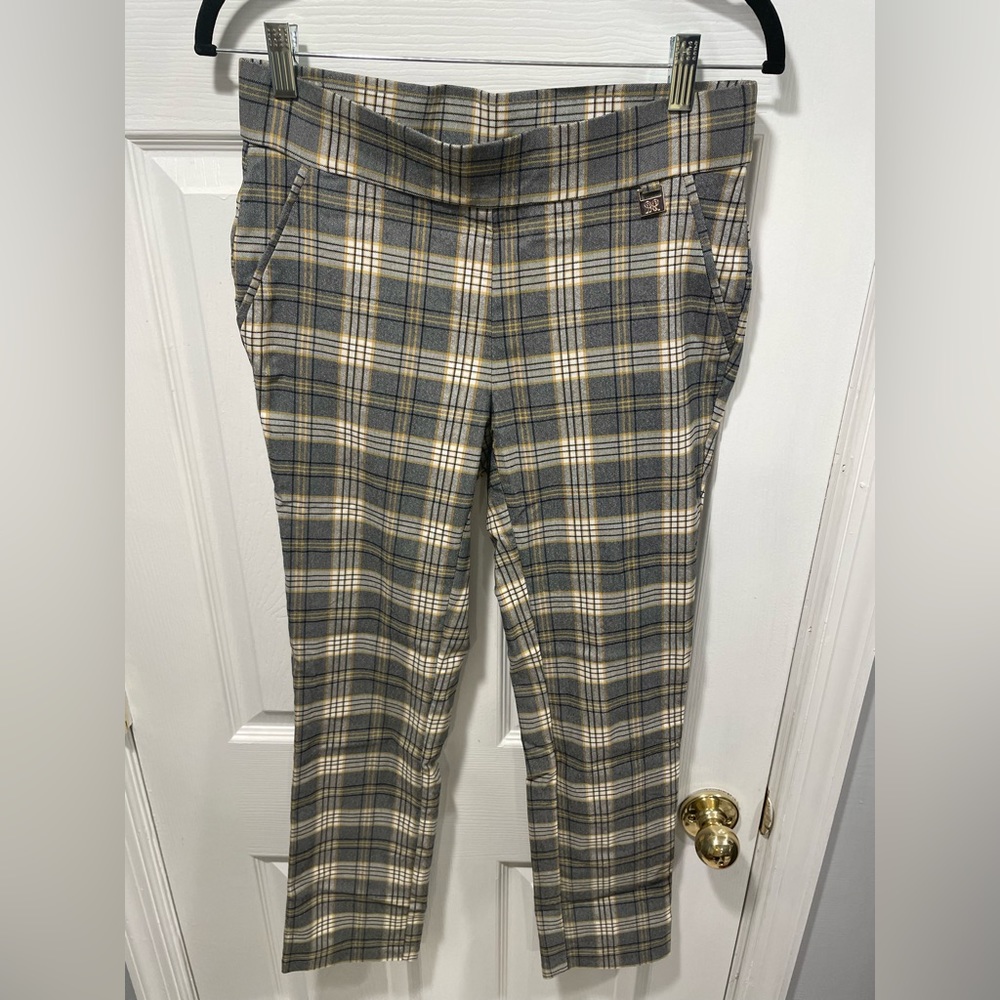 Black and Yellow Plaid Stretch Pants